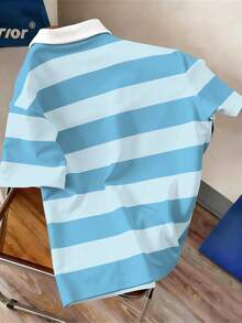 Manfinity Joysei Men's Casual Striped Print Polo Shirt, College Style - Multicolor - View 2