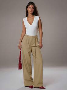 Avantive 春夏女装浪漫/舞会/正式/生日/90年代风格/商务休闲/优雅/西式/外出/时尚/休闲/Y2K风格/夜店/办公室/鸡尾酒会/复古/紧身/锐舞派对/音乐节/趣味/优雅/老钱/街头风/度假装/乡村音乐会/工作装/端庄/春假/单身派对/演唱会/酷炫/基础款/毕业/低腰/宽松/直筒/阔腿/裤子 - 摩卡棕 - 查看 6