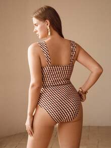 Swim Chiccia Plus Size Allover Print Tankini Swimsuit Set - Multicolor - View 3