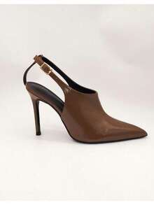 MOTF 棕色漆皮尖头细高跟鞋 - 墨綠色 - 查看 9