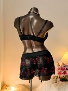 Auralis 3pcs/Set Plus Size Lace Sexy Underwire Lingerie Set, Valentine's Day - Multicolor - View 2