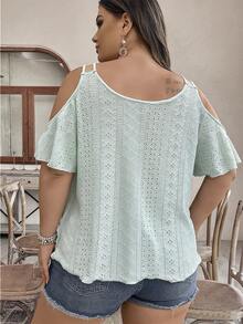 EMERY ROSE Plus Size Women Casual Off-Shoulder Short Sleeve T-Shirt - Limelight Green - View 2