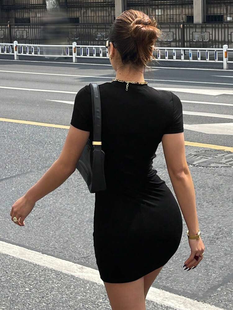 Sexy Solid Color Bodycon Mini Dress, Summer Sun Dresses For Women