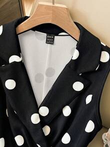 SHEIN Clasi Body elegante blanco para mujer con cuello de blazer - Blanco y Negro - Ver 3