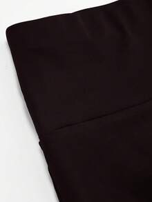 SHEIN LUNE Plus Size High Waist Fold-Over Cargo Running Shorts With Pockets, Tummy Control & Butt Lifting - Coffee Brown - View 5