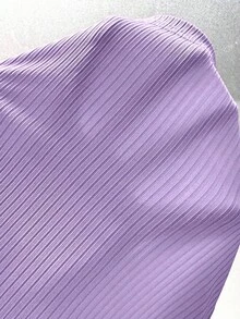 SHEIN Raffinéa 女士纯色高腰休闲百搭日常穿搭紧身短裤 - 紫色 - 查看 7