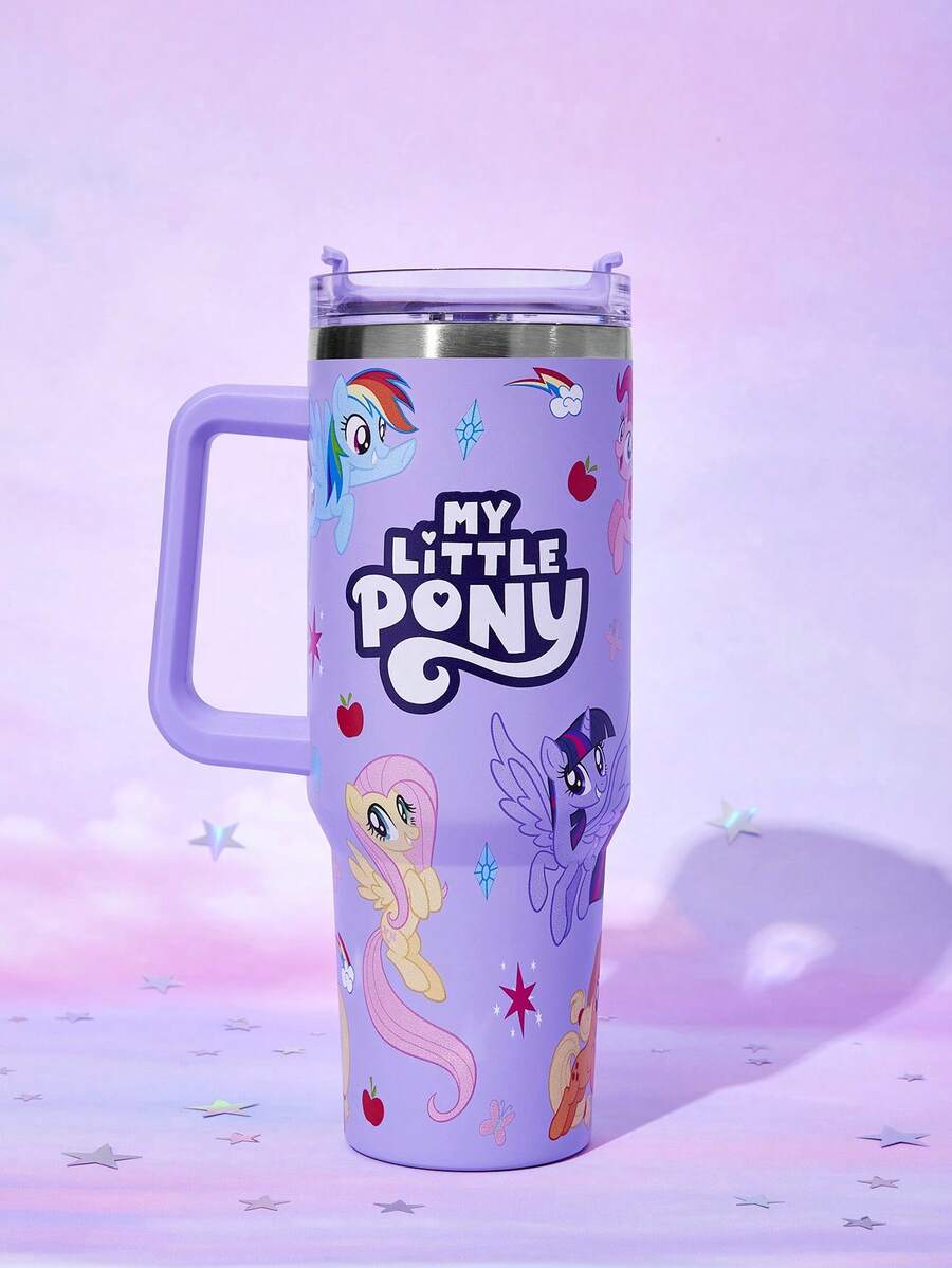 My Little Pony X SHEIN Cốc giữ nhiệt 40oz có tay cầm, cốc cách nhiệt, bình nước giữ nhiệt chân không, cốc du lịch bằng thép không gỉ, cốc dùng trên xe hơi. - Màu tím - Xem 1