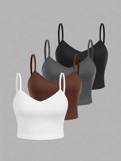 SHEIN EZwear 4pcs Plus Size Casual Minimalist Camisole Set