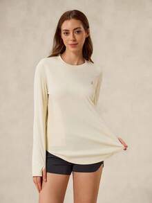 OutZeal 防晒 UPF50+ 凉爽防晒弧形下摆长袖T恤 女款带口袋 - 黃色 - 查看 9