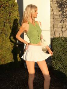 Sydney Algeri La modă, sexy, cu căpăcel, cravată, tiv, cu fantă, cu spate deschis - Verde - Vizualizare 3