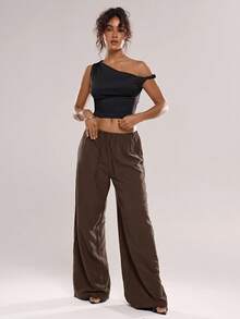 Avantive Women's Solid Color Casual Pants - Brown - View 6