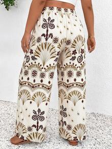 SHEIN Frenchy 大码女式印花抽绳阔腿裤 - 彩色 - 查看 2