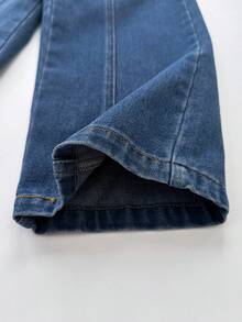 Young Girl Washed Denim Casual Loose Straight Leg Blue Jeans Pants, Summer - Blue - View 4