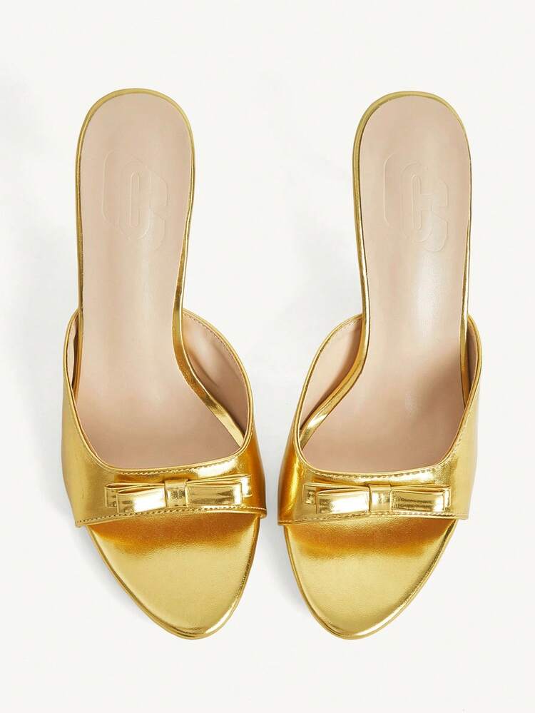 CUCCOO CHICEST Ladies' New Fashionable And Elegant Fine High-Heeled Sandals In Summer, A Pair Of Golden High-Heeled Sandals, Bow-Decorated Open-Toe Design, Suitable For Afternoon Tea, Appointments, Parties, Formal Settings, Vacations