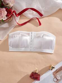 SHEIN Women's Comfortable Solid Color Bandeau Bra - White - View 8