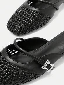 CUCCOO CURVES 女士搭扣设计休闲一脚蹬穆勒鞋 - 黑色 - 查看 8