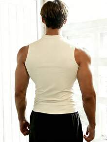 GymBeat Men's Gothic Print Casual Fitness Workout Tank Top - Apricot - View 2