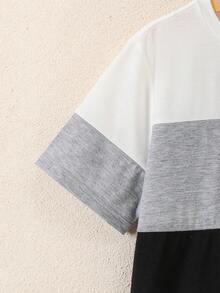 Vacaura Set 2pcs/Set Kaos Kasual Leher Bulat Warna-warni untuk Anak Laki-laki, Nyaman dan Modis untuk Pakaian Sehari-hari, Sekolah, dan Olahraga - Hitam - View 5