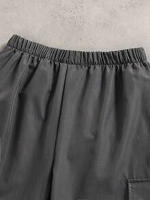 Coolqubz 男童新款夏季印花圆领T恤和褶皱工装裤两件套休闲运动套装 - 軍綠色 - 查看 4