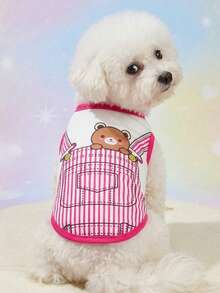 PETSIN 1件粉色背带裤 Cosplay 可爱小熊印花背心 - 彩色 - 查看 5