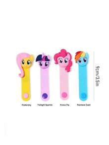 My Little Pony X SHEIN 1pc / 4 Pcs Cartoon Data Cable Storage Clip Travel Earphone Charging Cable Organizing Clip Home Multi-Functional Cute Winding Cable Organizer, Suitable For Various Cable Storage - Multicolor - View 3