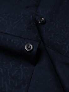 Manfinity Bizformal 男士商务休闲压花长袖衬衫 - 藏蓝色 - 查看 5