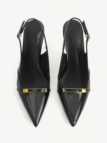 CUCCOO CHICEST 女士时尚杏色基本款优雅金属装饰高跟鞋 - 黑色 - 查看 2