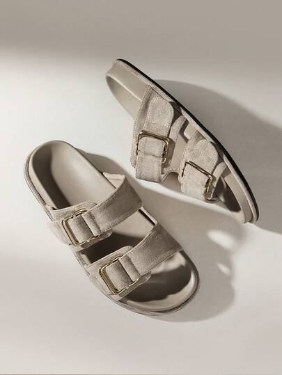 Solecia 女士复古风灰色休闲/沙滩鞋，百搭，可户外穿着，单带凉鞋款式。