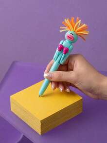 Joivida 4Pcs/8Pcs/12Pcs Frizzy Guy Mechanical Boxing Stress Relief Pen, Cartoon Funny Big Mouth Ballpoint Pen, Creative Gift For Students Entertainment - multicolor - View 2