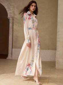 MOTF PREMIUM Women's Elegant Floral Print Dress - Multicolor - View 5