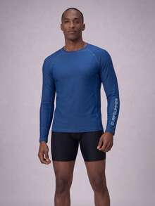 ZELFYO Camiseta de protección solar con estampado de letras y manga larga tipo raglan para hombres - Multicolor - Ver 3
