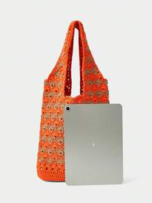 SHECARRY Bolso de hombro de mujer tejido a mano, colorido y con estilo - Multicolor - Ver 4