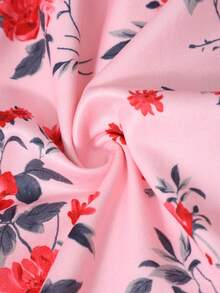 Cute Girls Floral Print Camisole Dress With Bow, Sleeveless Mid-Length Casual Dress, Summer Outfit - Red - View 8