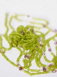 MUSERA 绿色双层花朵项链 - 綠色 - 查看 4