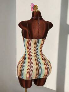 Amplova 女士吊带迷你连衣裙，性感款式，适合海滩穿着，贝壳装饰细节 - 彩色 - 查看 11