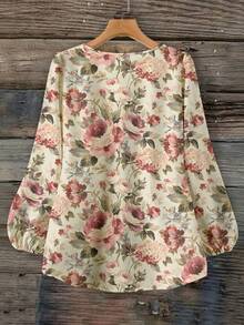 EMERY ROSE 复古花卉衬衫，女士衬衫 - 春夏休闲装的完美之选 | 装饰性纽扣衬衫 | - 彩色 - 查看 2