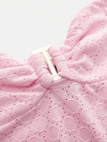 lacRébo Top halter con textura rosa con detalle de hebilla de perla en el frente, lindo para primavera y verano - Rosa Pálido - Ver 8