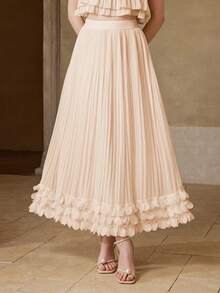 MOTF PREMIUM WOMEN'S PLEATED FLORAL ROMANTIC DATE SKIRT, SPRING/SUMMER - Pink - View 5