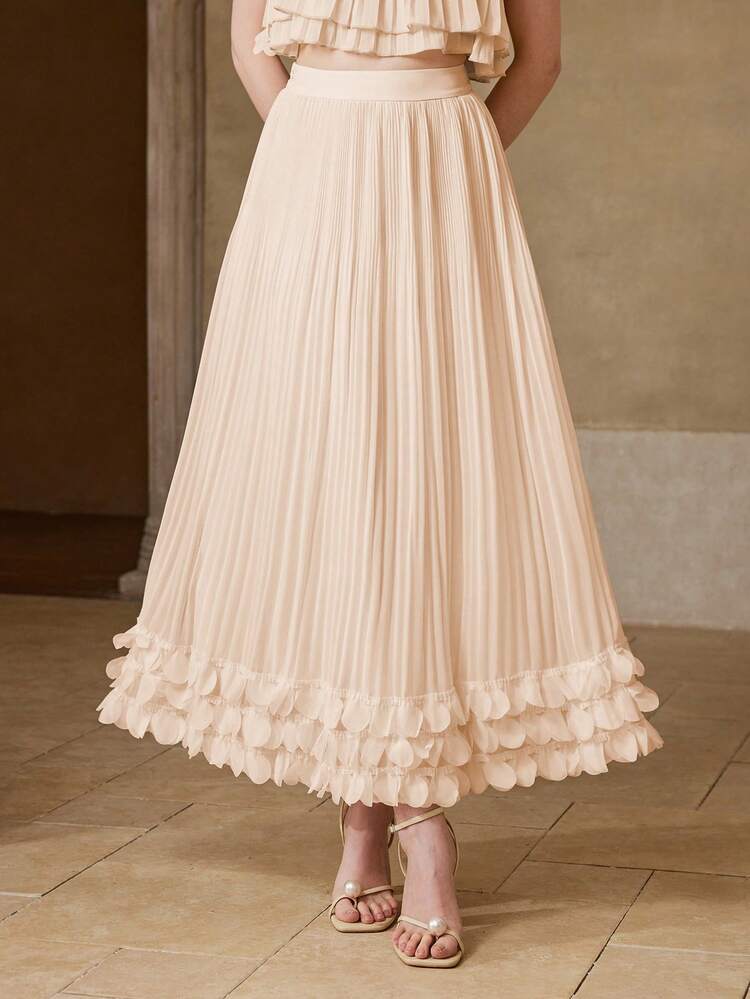 WOMEN'S PLEATED FLORAL ROMANTIC DATE SKIRT, SPRING/SUMMER