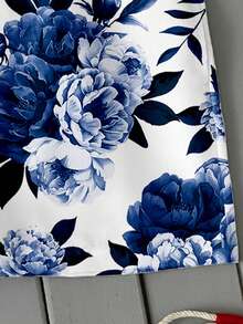 VIVINTIMO Men's Vacation Style Printed Blue Beach Shorts, Mesh Lining - Blue - View 5