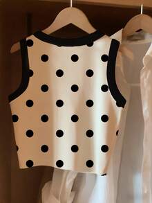 EMERY ROSE Women's Polka Dot Crew Neck Casual Versatile Tank Top - Multicolor - View 2