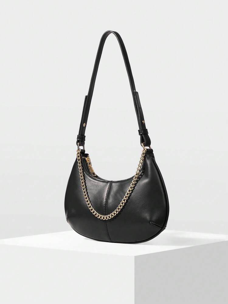 WOMEN SHOULDER BAG RETRO BROWN HANDBAG, EXQUISITE CHAIN DECORATION