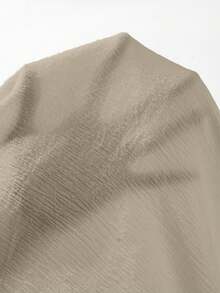 SHEIN Unity Women's Solid Color Elastic Waist Drawstring Straight Loose Pants ,Petite Women - Khaki - View 8