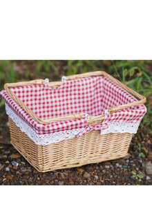 Keranjang Piknik Rotan Persegi, Keranjang Piknik Rotan Oval, Keranjang Buah, Keranjang Tangan Rotan Anyaman Tangan, Digunakan untuk Piknik, Belanja, Penyimpanan, Hadiah, Buah dan Sayuran, dll., Penyimpanan Praktis, Mudah Dibawa untuk Liburan - MultiWarna - View 12