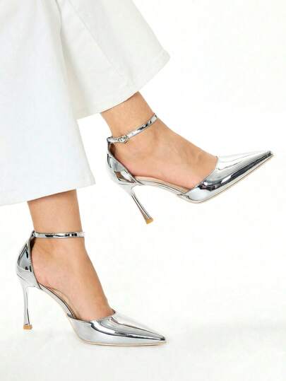 Glitzique Fall/Winter Elegant & Fashionable High Heel Pointed Toe Hollow Out Ankle Strap Shoes For Office Ladies,Elegant,Party,Stiletto Heels