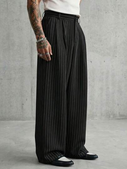 AXEPEAK 男士梭织休闲宽松纯色松紧腰直筒裤