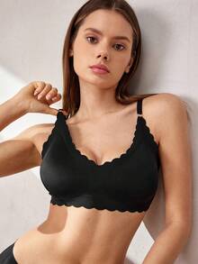 Women's Seamless Wireless Bra, Lift & Shape, Comfortable & Breathable, Skin-Friendly & Sexy, Removable Pads, Wireless, Adjustable Straps, Suitable For Sleep, Leisure, Yoga - Black - View 8