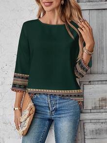 EMERY ROSE Women's Shirt Summer Outfits For Women Vacation Woman Tops Country Concert Outfit Cute Top - Dark Green - View 4