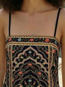 CAJUNI Kỳ nghỉ nhiệt đới Váy ngắn họa tiết chintz nhiệt đới - màu đen - Xem 5