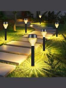 8-Piece Solar Powered LED Lawn Lights, Warm/White LED, Outdoor Garden Lights, Pathway Lights, Waterfall Design, Durable ABS Material, Flush Mounting Design, Easy Installation, Suitable For Gardens, Patios, Balconies, Walkways, Lawns, Sidewalks, Parks - multicolor - View 2